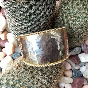 Big Wide Bangle Cuff Type Gold Tone Bracelet